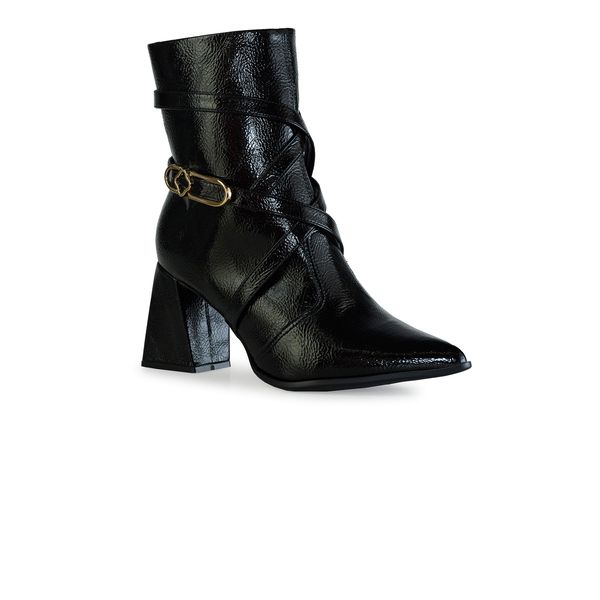 Bota Bebecê Cano Curto Tiras Salto Bloco Conforto