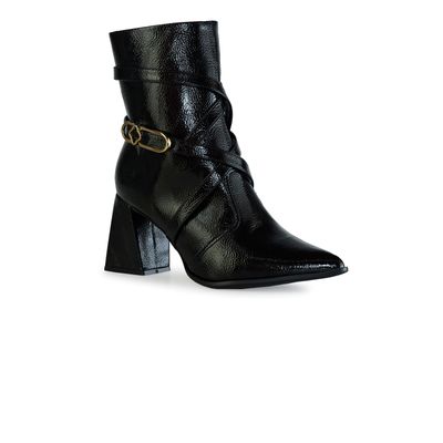 Bota Bebecê Cano Curto Tiras Salto Bloco Conforto