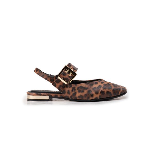 Sapatilha Bebecê Slingback Maxi Fivela Salto Metalizado