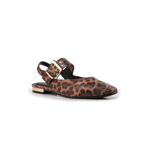 Sapatilha Bebecê Slingback Maxi Fivela Salto Metalizado