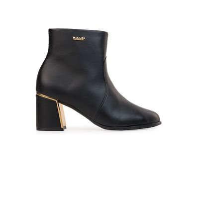 Bota Ankle Boot Feminina Bebecê Salto Alto Geométrico Metalizado