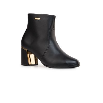 Bota Ankle Boot Feminina Bebecê Salto Alto Geométrico Metalizado