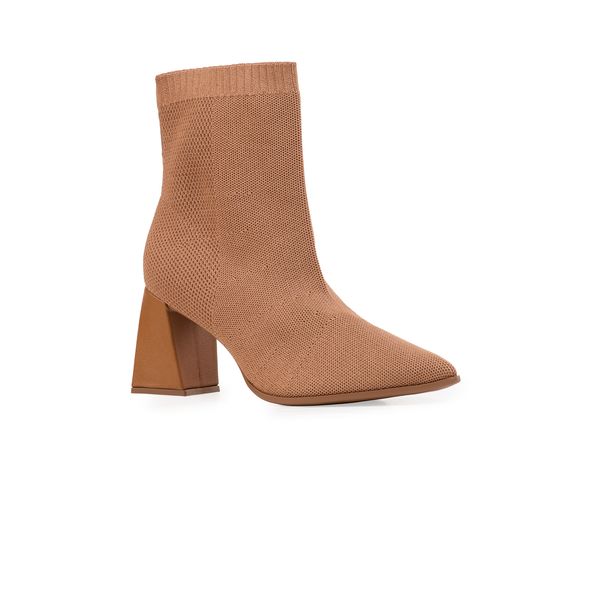 Bota Knit Bebecê Com Salto Geométrico