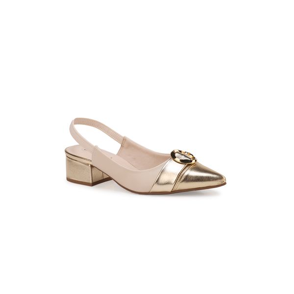 Scarpin Bebecê Slingback Sofisticado Com Bico Metalizado E Enfeite