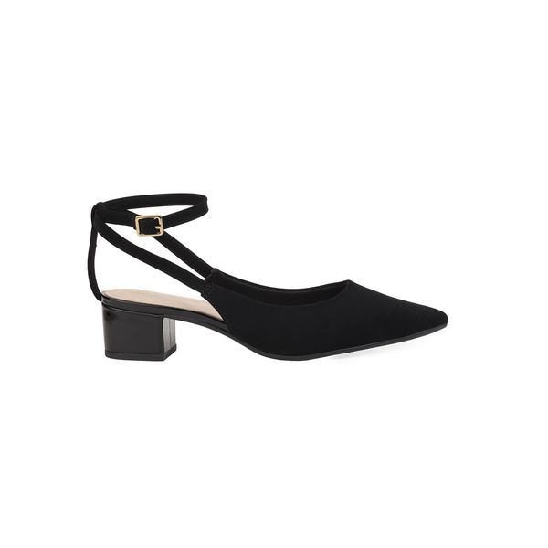 Scarpin Bebecê Salto Baixo Bico Fino Tiras com Fivela