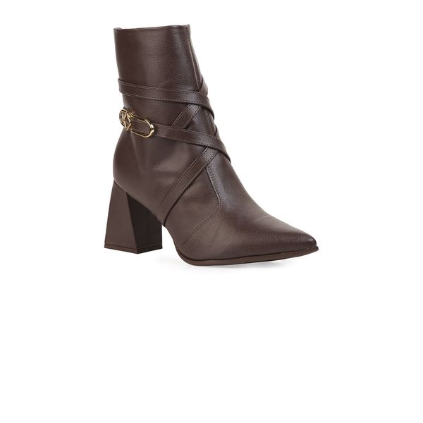 Bota Bebecê Cano Curto Tiras Salto Bloco Conforto