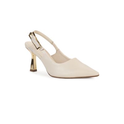 Scarpin Slingback Bebecê Salto Geométrico com Fivela