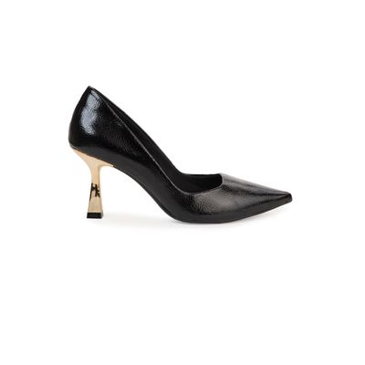 Scarpin Bebecê Salto Alto Flare Bico Fino Monocromático Clássico