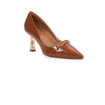 Scarpin Bebecê Bico Fino com Detalhe Dourado
