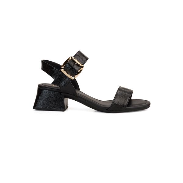 Sandália Bebecê Salto Bloco Maxi Fivela Bico Quadrado