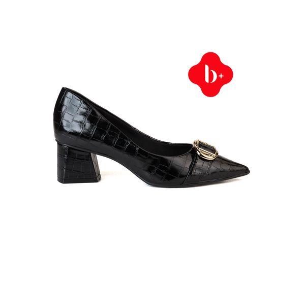 Scarpin Tradicional Bebecê com Maxi Fivela e Salto Bloco B+