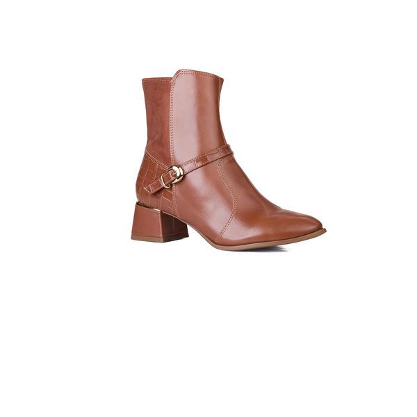 Bota Bebecê Cano Curto Mix Texturas Com Fivela